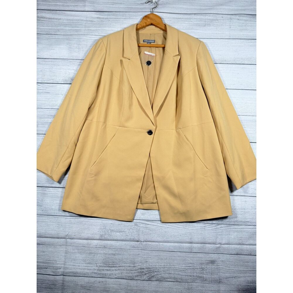 Jessica London Womens 22W Tan Beige Stretch One Button Blazer Jacket 4158